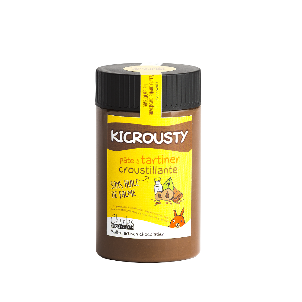 Pâte à tartiner choco-noisettes et brisures de biscuits croquants - Kicrousty 280g