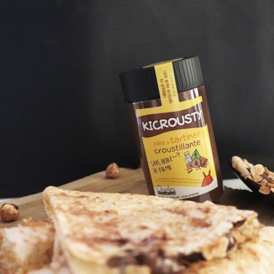 Pâte à tartiner choco-noisettes et brisures de biscuits croquants - Kicrousty 280g
