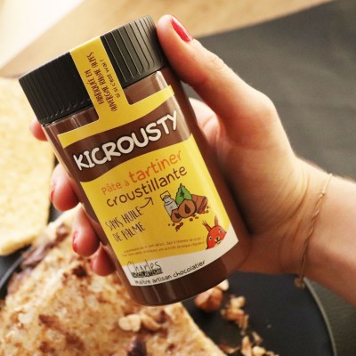 Pâte à tartiner choco-noisettes et brisures de biscuits croquants - Kicrousty 280g
