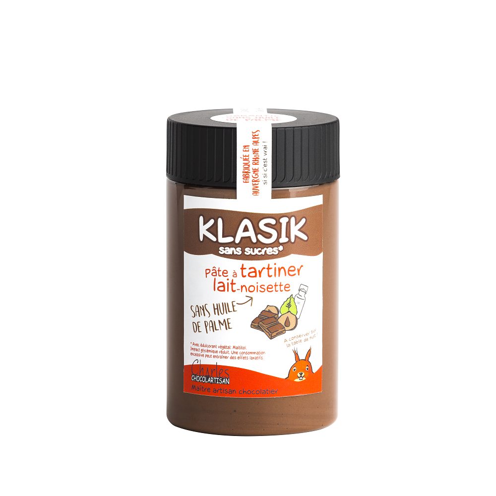 Pâte à tartiner chocolat au lait noisettes sans sucres sans huile de palme 280g